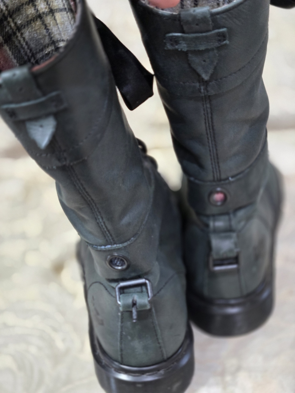 Dr. Martens Triumph 1914 Plaid Combat Boots with Satin Laces - Picture 4 of 12